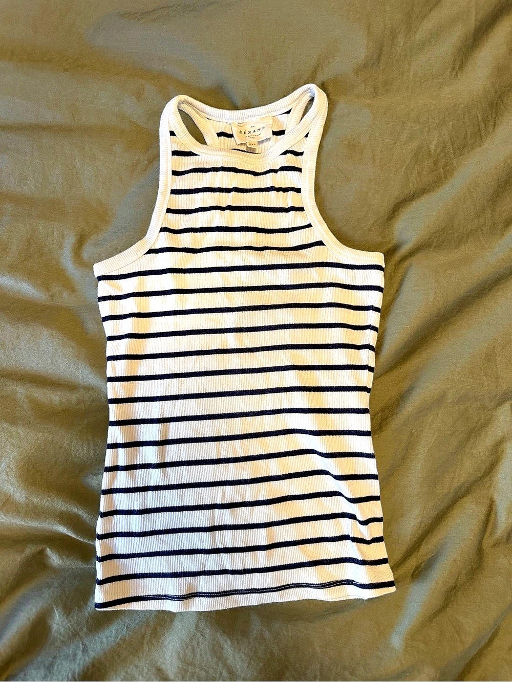 Sezane Marcelo Tank Top Striped Marine/Ecru XXS